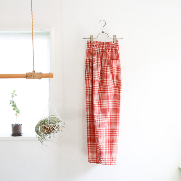 random check wide tuck pants (tomato) 9枚目の画像