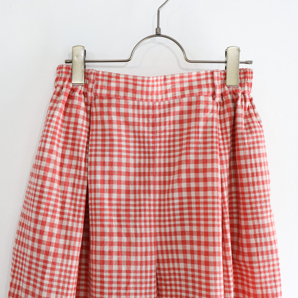 random check wide tuck pants (tomato) 6枚目の画像