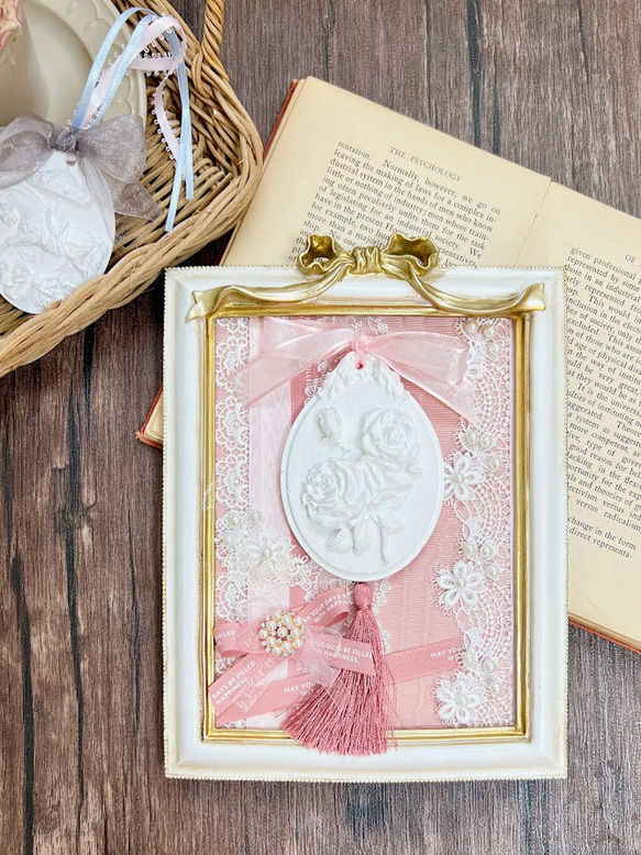 薔薇のアロマストーンタイプ アンティークフレーム アロマオイル付き