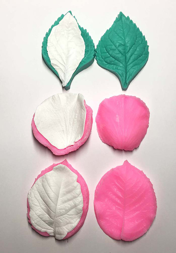 シリコンモールド 葉っぱ型 花びら型 セット6種 3D 両面 立体 粘土 クレイフラワー クレイ クラフト 送料無料 2枚目の画像
