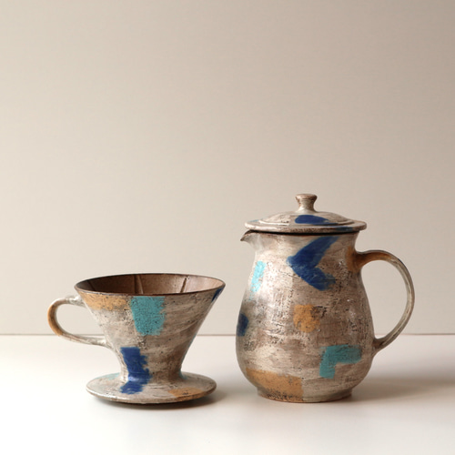 コーヒードリッパー＆ピッチャー 1点もの 『てんてん』 陶器 ドリップ