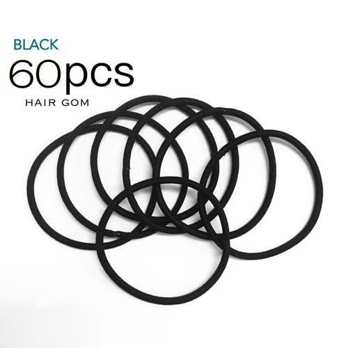 j003-60】ヘアゴム ブラック 60本 その他素材 en parts*送料無料