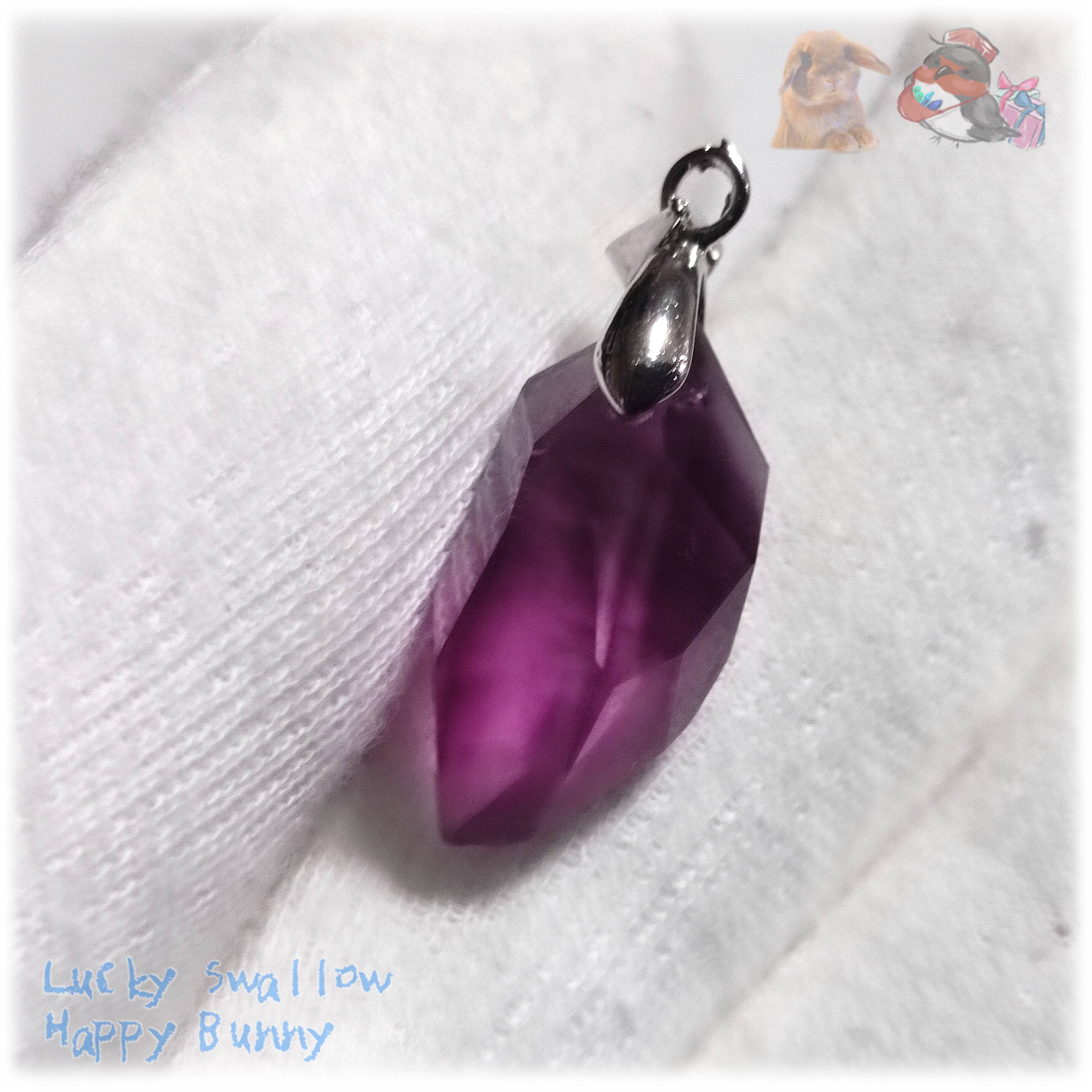 リバーシブル　2WAY　ロシア産　パープルフローライト　ペンダント　ネックレス No.5739