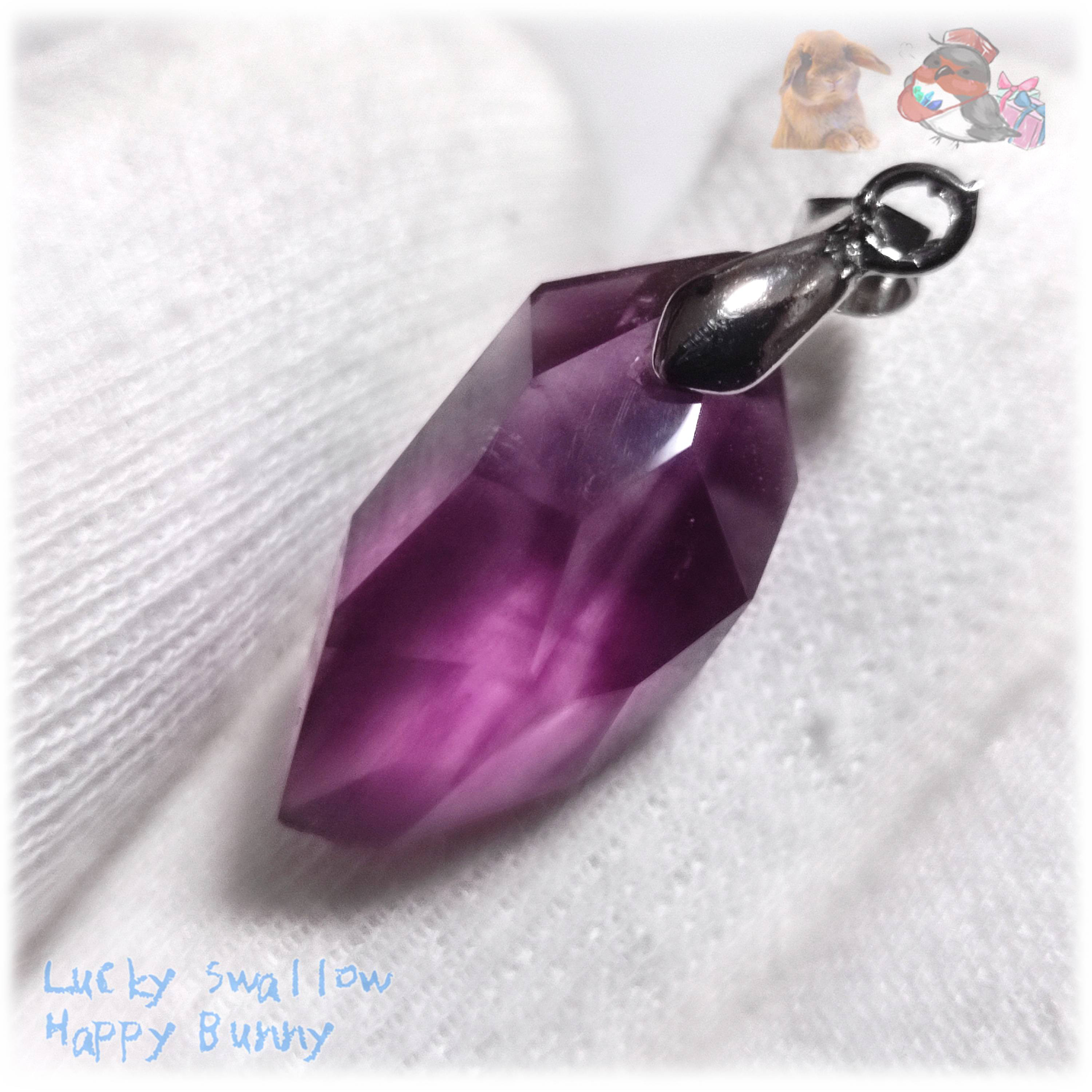 リバーシブル　2WAY　ロシア産　パープルフローライト　ペンダント　ネックレス No.5739