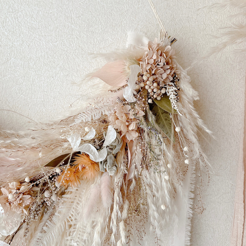 wall decoration パンパスグラスのスワッグ＊横長スワッグ wall decoration パンパスグラスの壁掛けインテリア ドライフラワーの