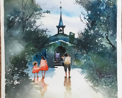 碌山美術館 長野県 松本市 信州 安曇野 旅行 美術館 夏 親子 水彩画