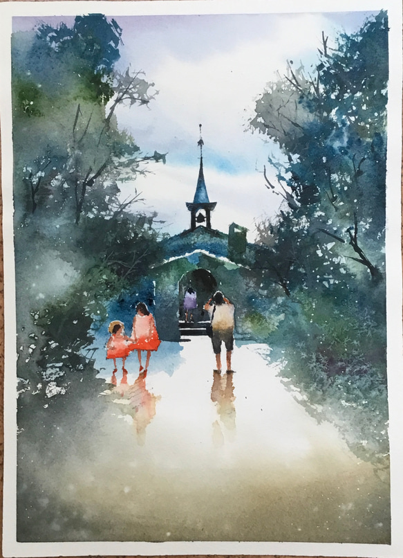 冬の信州』 - 水彩画 冬の信州』 - 水彩画 冬の信州』 - 水彩画