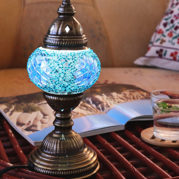 Turkish Mosaic lamp[Desk type]SMALL-Blue *Free shipping 第1張的照片