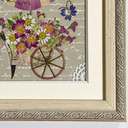 押し花アート❀広場の花屋さん❀押し花額 絵画 アート インテリア 額装 風景画 押し花アート❀広場の花屋さん❀押し花額 絵画 アート