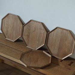 クルミ材の八角トレイ 1枚《木のトレイ、トレー、お盆》 お盆・トレイ