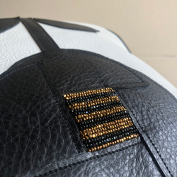 オートクチュールビーズストライプ刺繍と革のがま口ハンドバッグ 4枚目の画像