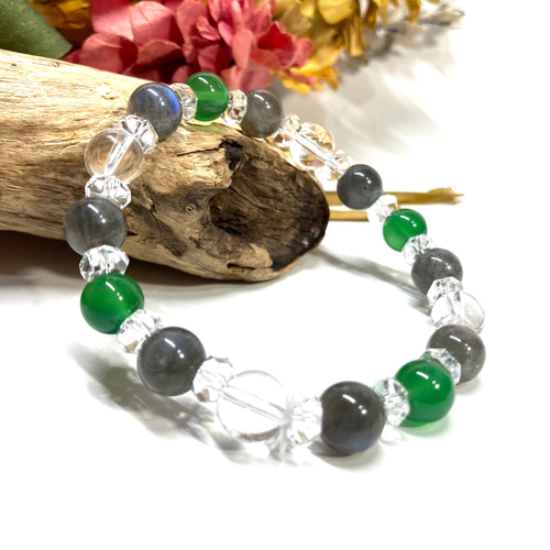 〖D467〗ラブラドライト ライオン 彫り 大玉瑪瑙 ブレスレット D467〗ラブラドライト ライオン 彫り 大玉瑪瑙 ブレスレット