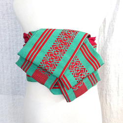 作り帯 半幅帯 ノルディックカラー 献上柄博多帯 オールシーズン 和装  