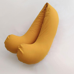 パーティクル妊娠枕 - コットン マスタード イエロー | 長い枕、圧力軽減、睡眠補助、ドライ。 1枚目の画像