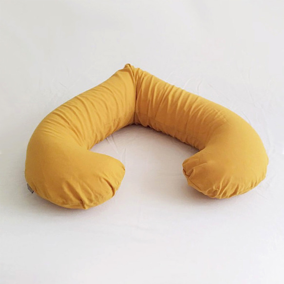 パーティクル妊娠枕 - コットン マスタード イエロー | 長い枕、圧力軽減、睡眠補助、ドライ。 2枚目の画像