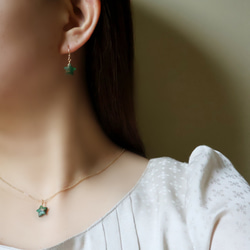 《5月誕生石》大人 スターカット コッパー エメラルド 一粒ネックレス　14kgf 星型　希少石 金属アレルギー対応 4枚目の画像