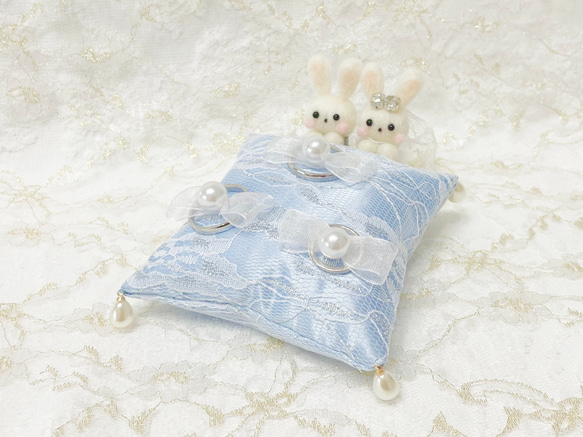 期間限定価格／婚約指輪もおける♡】新郎新婦うさぎさんのクッション