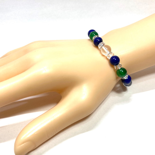 ラピスラズリ 緑瑪瑙 水晶 天然石 ブレスレット 8mm /パワー
