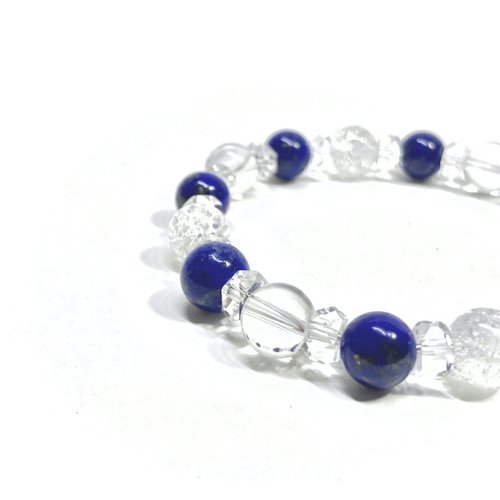 ラピスラズリ クラック水晶 水晶 天然石 ブレスレット 8mm /パワー