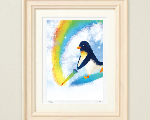 即購入OK　神話生物のフレームアート 菜生アートフレーム「雨のち虹」 イラスト naonote 通販 16277319