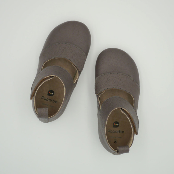 子供靴 フラットシューズ ミッドカーフブーツ デビルズフェルト ブラウン 2枚目の画像