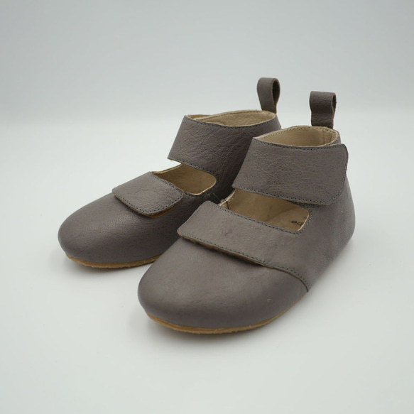 子供靴 フラットシューズ ミッドカーフブーツ デビルズフェルト ブラウン 1枚目の画像