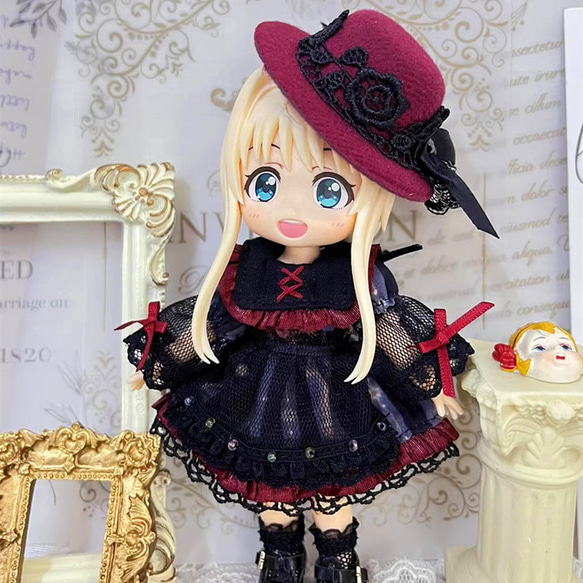 オビツ11 OB11 1/12ドール服 夜薔薇セット ワンピース ドレス