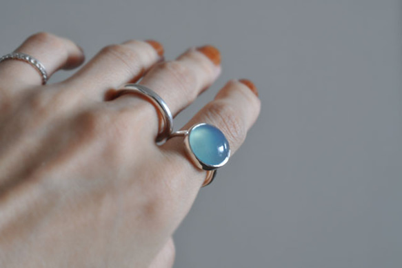 Blue chalcedony　Bezel setting ring　ブルーカルセドニー リング　 15枚目の画像