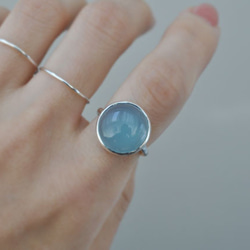 Blue chalcedony　Bezel setting ring　ブルーカルセドニー リング　 10枚目の画像