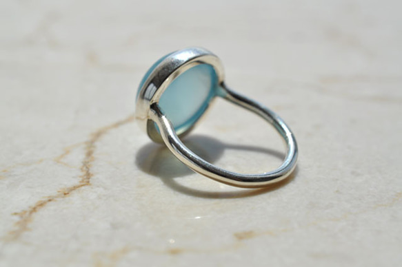 Blue chalcedony　Bezel setting ring　ブルーカルセドニー リング　 5枚目の画像