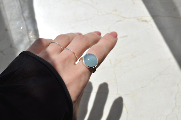 Blue chalcedony　Bezel setting ring　ブルーカルセドニー リング　 13枚目の画像