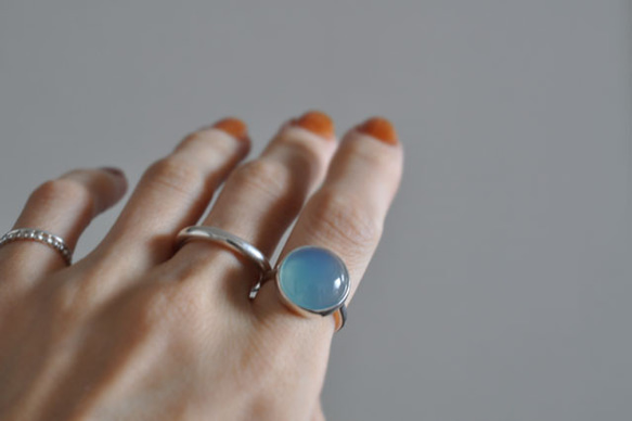 Blue chalcedony　Bezel setting ring　ブルーカルセドニー リング　 14枚目の画像