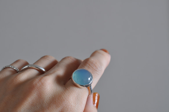 Blue chalcedony　Bezel setting ring　ブルーカルセドニー リング　 16枚目の画像