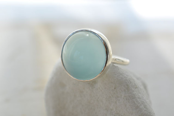 Blue chalcedony　Bezel setting ring　ブルーカルセドニー リング　 1枚目の画像