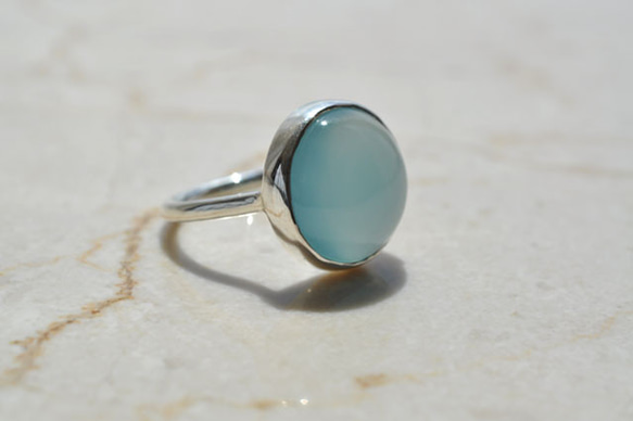 Blue chalcedony　Bezel setting ring　ブルーカルセドニー リング　 6枚目の画像