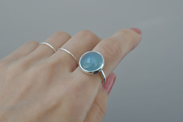 Blue chalcedony　Bezel setting ring　ブルーカルセドニー リング　 11枚目の画像