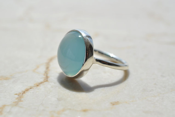 Blue chalcedony　Bezel setting ring　ブルーカルセドニー リング　 4枚目の画像