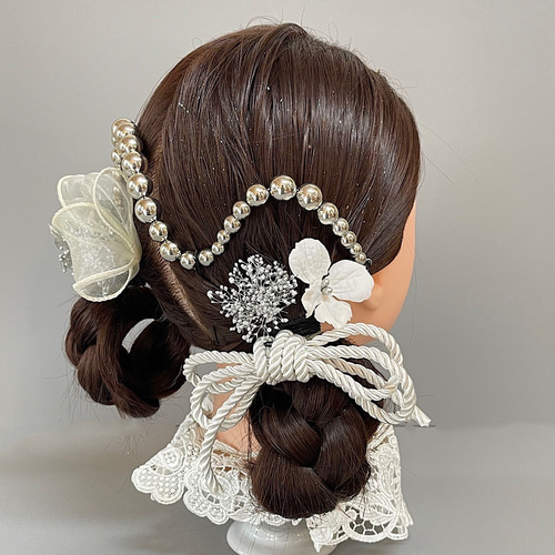 ✨成人式の髪飾り✨ 成人式 髪飾り 成人式髪飾 ランダムボールチェーン シルバー髪飾り 袴