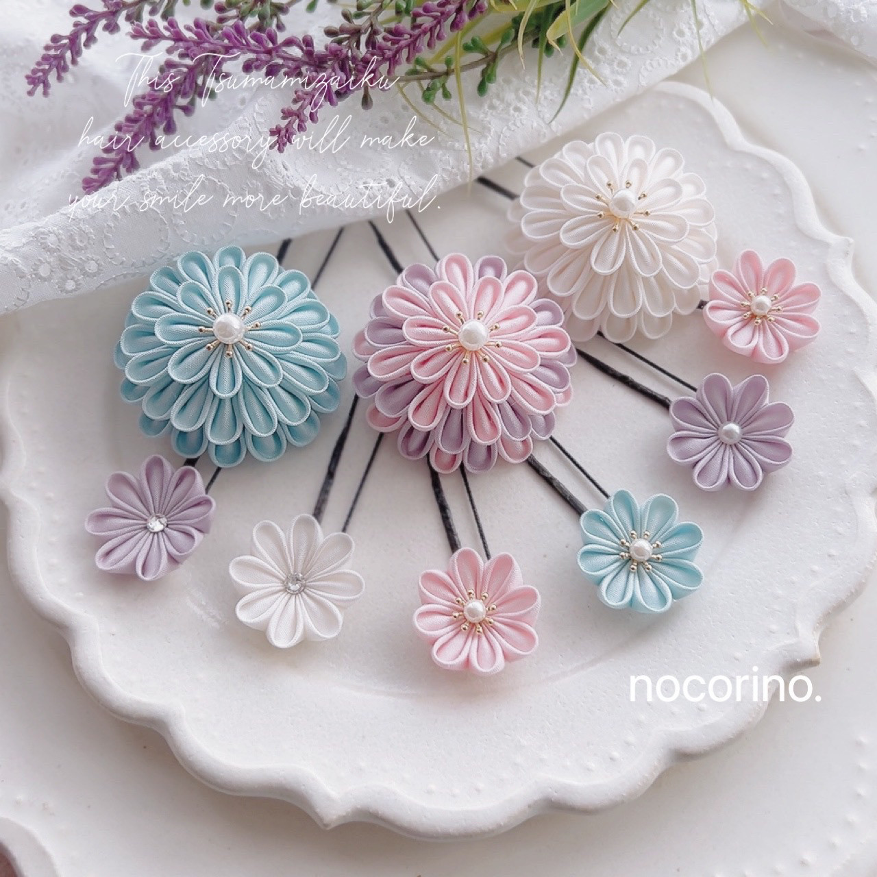 つまみ細工髪飾り　成人式　七五三　卒業式　ウエディング　和装ヘア