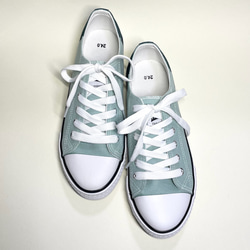 可愛雙色低筒運動鞋，色彩細膩（薄荷 x 深綠色）22.0cm-24.5cm 第3張的照片