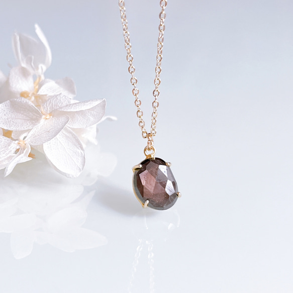 九月誕生石：秋冬棕藍寶石單石項鍊，14kgf，防過敏，生日禮物 第1張的照片