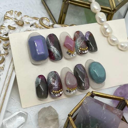 サイズオーダー♡宝石風×マグネットネイルチップ size order