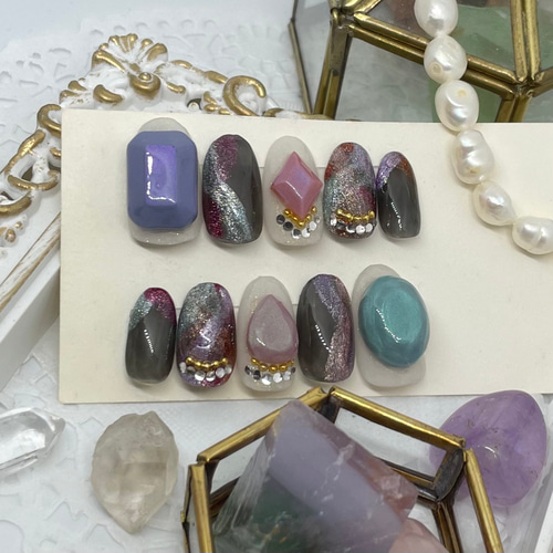サイズオーダー♡宝石風×マグネットネイルチップ size order