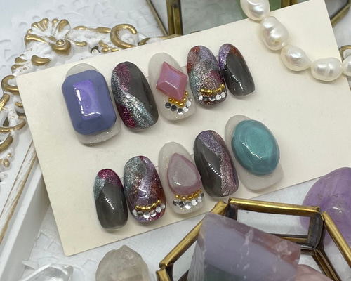 ネイル まとめ売り サイズオーダー】秋色ニュアンスネイルチップ/マグネットネイル