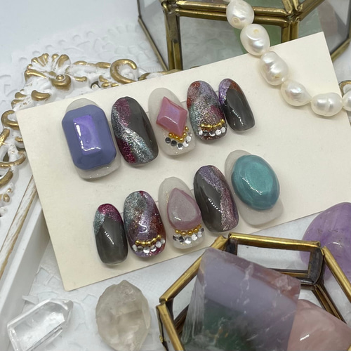 サイズオーダー♡宝石風×マグネットネイルチップ size order nailtip  