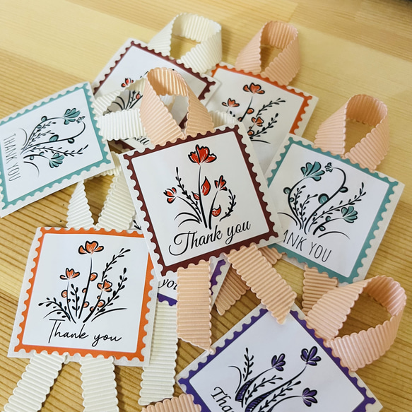 No.170　リボン付きサンキューシール　リボンシール　ギフトシール　ラッピング 超お得☆【リボン付きサンキューシール】ギフトラッピングに大