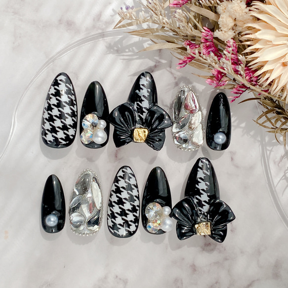 大きなリボンと埋め尽くしネイルチップ ネイルチップ（つけ爪） ネイル  