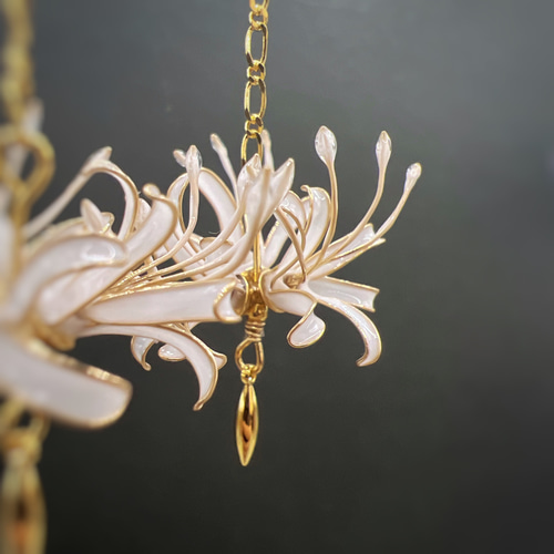 天然石♡レア♡大輪お花模様ホワイトアイアゲートのピアス14kgf 天然石