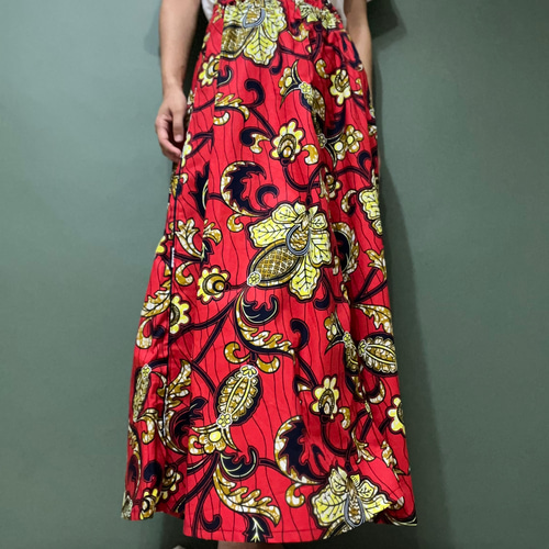 フレアスロングカート04 ロングスカート woman アフリカンプリント A