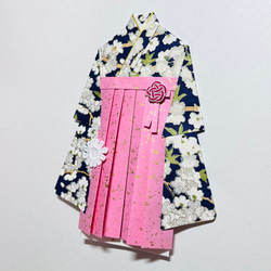 着物のお祝い袋566 ご祝儀袋　紺色　桜 3枚目の画像